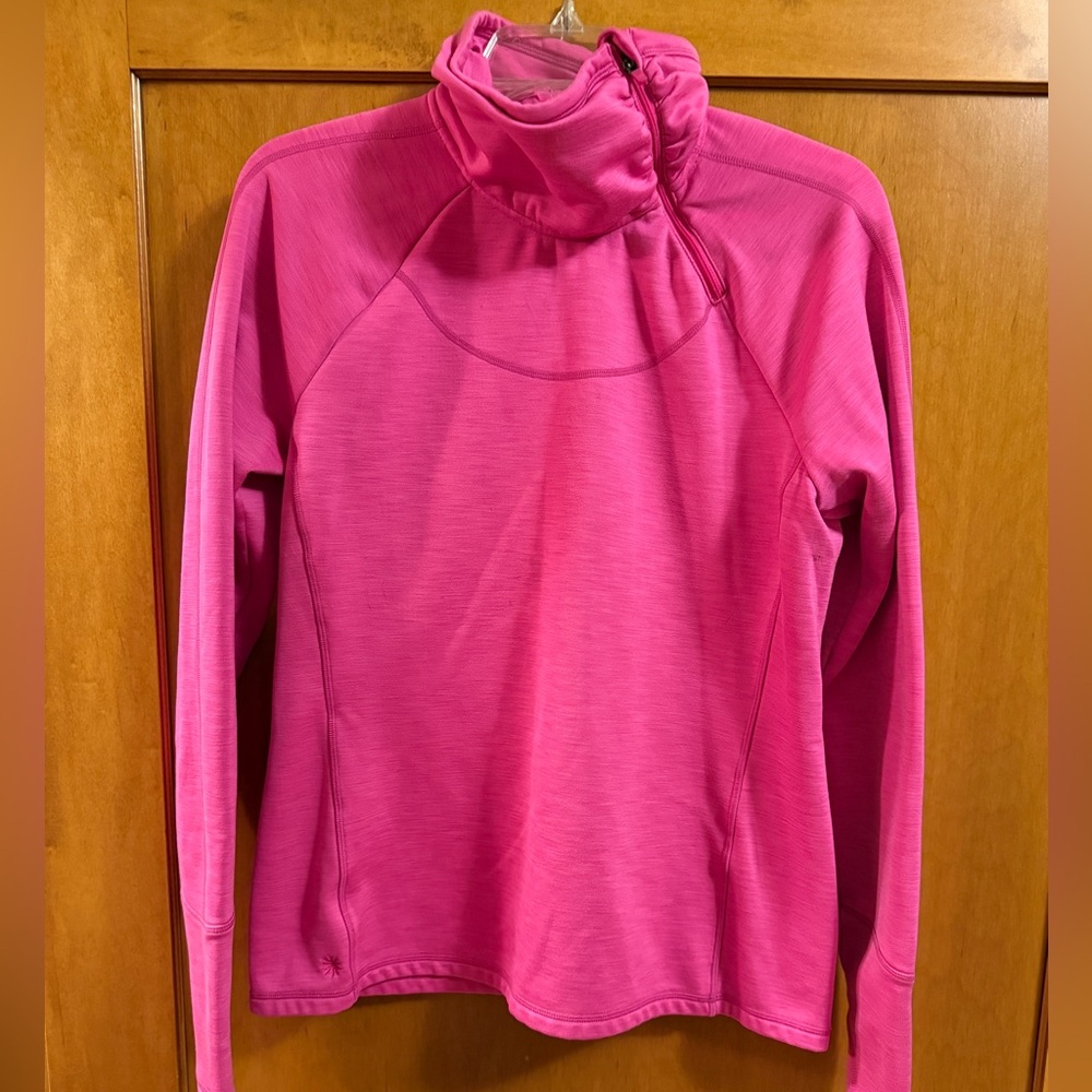 Athleta Medium Quarter Zip Vibrant Pink Long-sleeve Fleece Pullover.